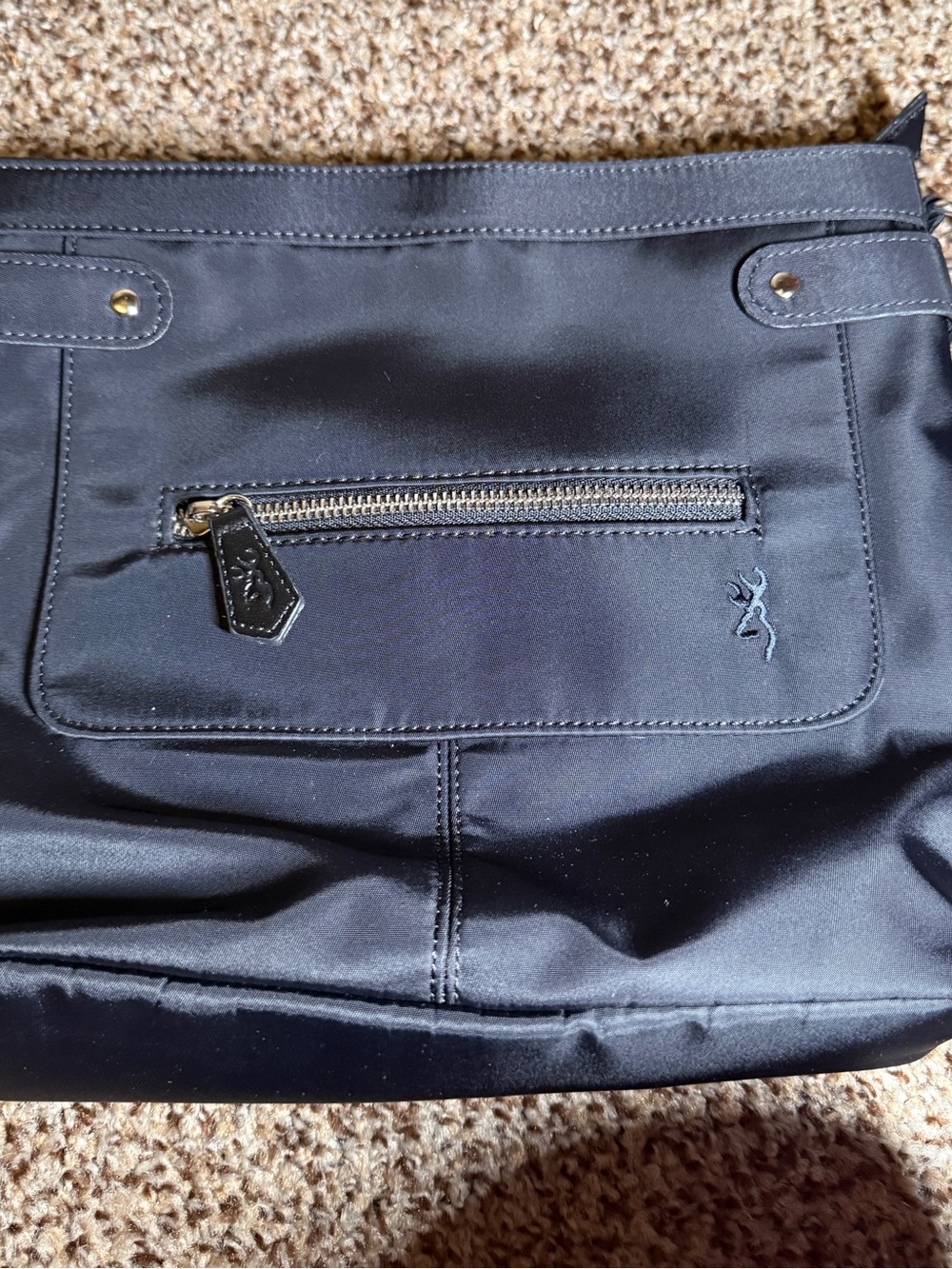 Browning Black Nylon Shoulder Bag with Front Zip